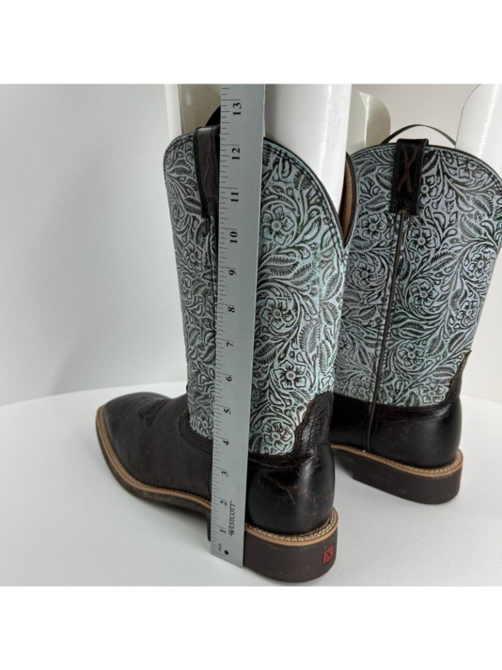 Twisted X Western Boots Womens Sz 9.5B Antibacterial Tooled Floral Leather Brown - Picture 8 of 13
